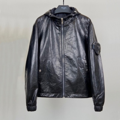 Prada  Mens Logo Casual Leather Jacket Black - 프라다 2021 남성 로고 캐쥬얼 가죽 자켓 Pra02486x Size(m - 2xl) 블랙