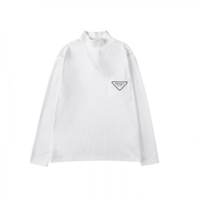 Prada  Mens Crew-neck Cotton Tshirts White - 프라다 2021 남성 로고 크루넥 코튼 긴팔티 Pra02487x Size(s - xl) 화이트