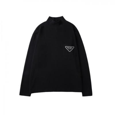 Prada  Mens Crew-neck Cotton Tshirts Black - 프라다 2021 남성 로고 크루넥 코튼 긴팔티 Pra02488x Size(s - xl) 블랙