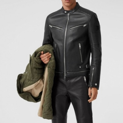 Burberry  Mens Casual Leather Jackets Black - 버버리 2021 남성 캐쥬얼 가죽 자켓 Bur04228x Size(m - 3xl) 블랙