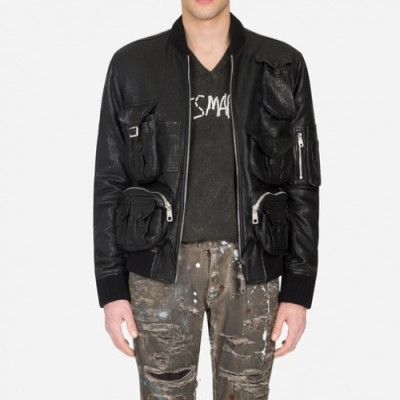Dolce&Gabbana  Mens Casual Leather Jackets Black - 돌체앤가바나 2021 남성 캐쥬얼 가죽 자켓 Dol0331x Size(m - 3xl) 블랙