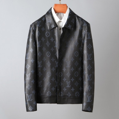 Louis vuitton  Mens Logo Leather Jackets Black - 루이비통 2021 남성 로고 가죽 자켓 Lou03788x Size(m - 3xl) 블랙