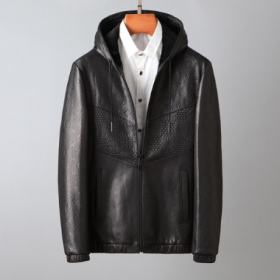 Louis vuitton  Mens Logo Leather Jackets Black - 루이비통 2021 남성 로고 가죽 자켓 Lou03789x Size(m - 3xl) 블랙