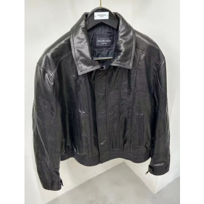 Balenciaga  Mens Casual Leather Jackets Black - 발렌시아가 2022 남성 캐쥬얼 가죽 자켓 Bal0130x Size(S - XL) 블랙