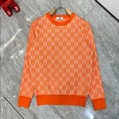 Hermes  Mens Crew-neck Wool Sweater Orange - 에르메스 2025 남성 크루넥 울 스웨터 Her0721x Size(m - 3xl) 오렌지