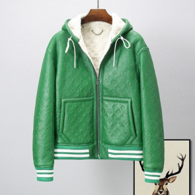 Louis vuitton  Mens Logo Leather Jackets Green - 루이비통 2021 남성 로고 가죽 자켓 Lou03816x Size(m - 3xl) 그린