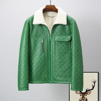 Louis vuitton  Mens Logo Leather Jackets Green - 루이비통 2021 남성 로고 가죽 자켓 Lou03817x Size(m - 3xl) 그린