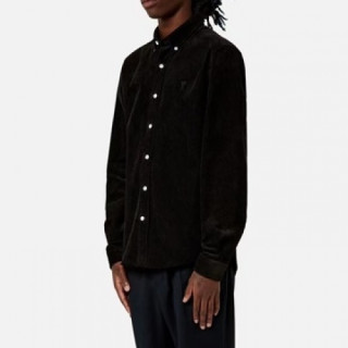 Ami  Mens Logo Casual Shirts Black - 아미 2021 남성 로고 캐쥬얼 셔츠 Ami0246x Size(s - l) 블랙
