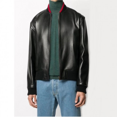 Gucci  Mens Classic Leather Jackets Black - 구찌 2021 남성 클래식 캐쥬얼 가죽 자켓 Guc04513x Size(1 - 4) 블랙