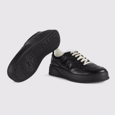 구찌  남/녀 트렌디 레더 스니커즈 Size(225-275) 블랙 - Gucci 2021 Mm/Wm Trendy Leather Sneakers Guc04519x Black