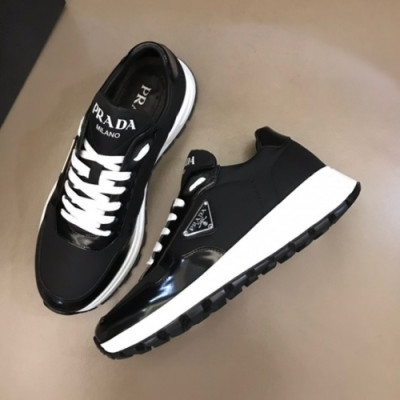 프라다  남성 레트로 레더 스니커즈 Size(240 - 270) 블랙 - Prada  Men's Retro Leather Sneakers Pra02529x Black