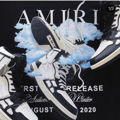 아미리  남/녀 캐쥬얼 레더 하이탑 스니커즈 Szie(225 - 275) 블랙 - Amiri  Mm/Wm Casual Leather Hign-top Sneakers Ami0315x Black