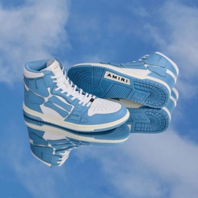 아미리  남/녀 캐쥬얼 레더 하이탑 스니커즈 Szie(225 - 275) 블루 - Amiri  Unisex Casual Leather Hign-top Sneakers Ami0321x Blue