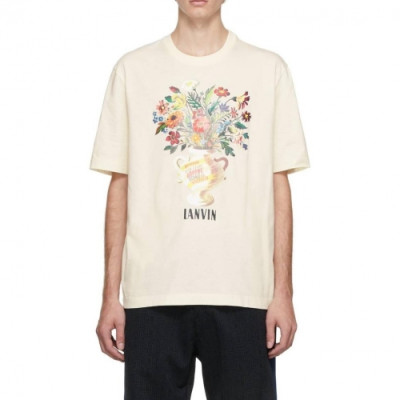 LANVIN Unisex Tshirts Ivory - 랑방 2021 남/녀 로고 반팔티 - Lan20x