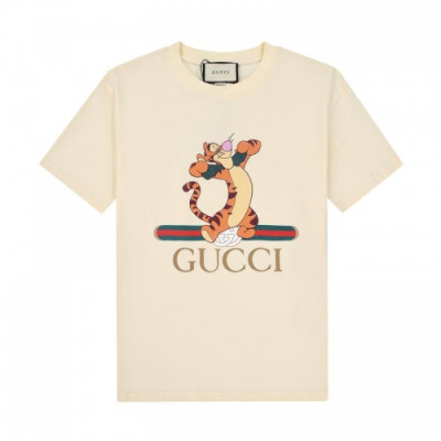 Gucci  Unisex Logo Short Sleeved Tshirts Ivory - 구찌 2021 남/녀 로고 반팔티 Guc04536x Size(xs - l) 아이보리