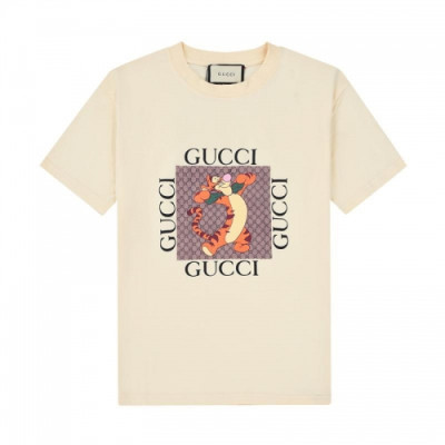 Gucci  Unisex Logo Short Sleeved Tshirts Ivory - 구찌 2021 남/녀 로고 반팔티 Guc04538x Size(xs - l) 아이보리