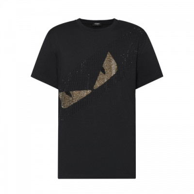Fendi  Mens Logo Casual Short Sleeved Tshirts Black - 펜디 2021 남성 로고 캐쥬얼 코튼 반팔티 Fen01125x Size(s - xl) 블랙