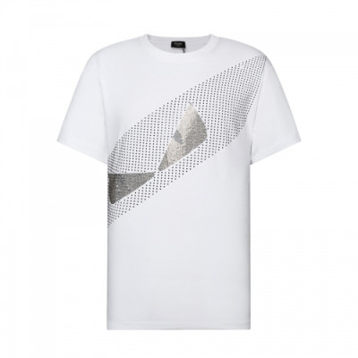 Fendi  Mens Logo Casual Short Sleeved Tshirts White - 펜디 2021 남성 로고 캐쥬얼 코튼 반팔티 Fen01126x Size(s - xl) 화이트