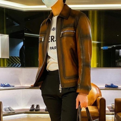Berluti  Mens Casual Leather Jackets Brown - 벨루티 2021 남성 캐쥬얼 가죽 자켓 Ber0081x Size(m - 4xl) 브라운