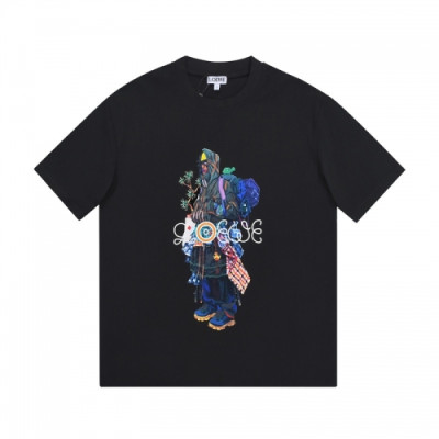 Loewe  Unisex Smile Short Sleeved Tshirts Black - 로에베 2021 남/녀 폴로 반팔티 Loe0538x Size(xs - l) 블랙