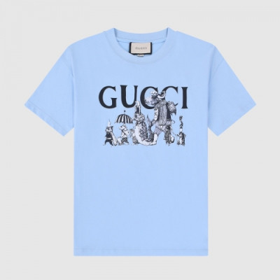 Gucci  Unisex Logo Short Sleeved Tshirts Blue - 구찌 2021 남/녀 로고 반팔티 Guc04522x Size(xs - l) 블루