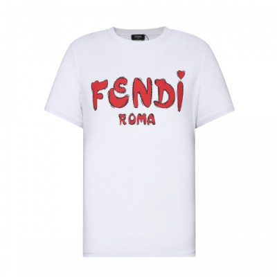Fendi  Unisex Logo Casual Short Sleeved Tshirts White - 펜디 2021 남/녀 로고 캐쥬얼 코튼 반팔티 Fen01128x Size(s - xl) 화이트