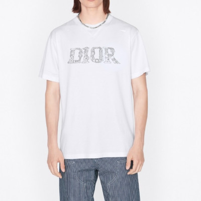 Dior  Unisex Casual Crew-neck Short Sleeved Tshirts White - 디올  남/녀 캐쥬얼 크루넥 반팔티 Dio01663x Size(xs - l) 화이트