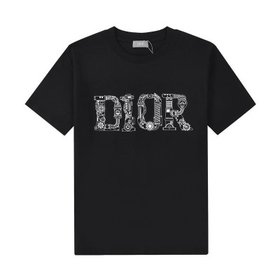 Dior  Unisex Casual Crew-neck Short Sleeved Tshirts Black - 디올  남/녀 캐쥬얼 크루넥 반팔티 Dio01664x Size(xs - l) 블랙