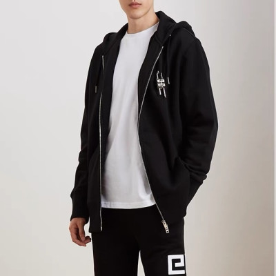 지방시 남자 유니크 집업 블랙 후드티 - Mens Black Hoodie - giv0596x