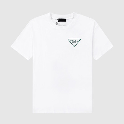 프라다 남자 크루넥 화이트 반팔티 - Unisex  White Tshirts - Pra02571x