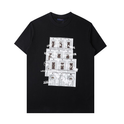 루이비통 남자 크루넥 블랙 반팔티 - Unisex Black Tshirts - lou03914x