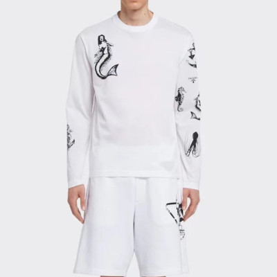 프라다 남자 크루넥 화이트 맨투맨 - Prada Mens White Tshirts - pra02572x