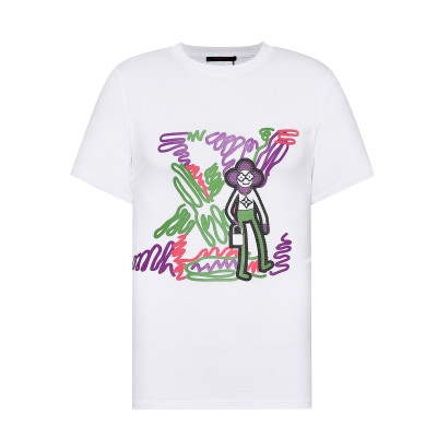 루이비통 남자 크루넥 화이트 반팔티 - Unisex White Tshirts - lou03918x