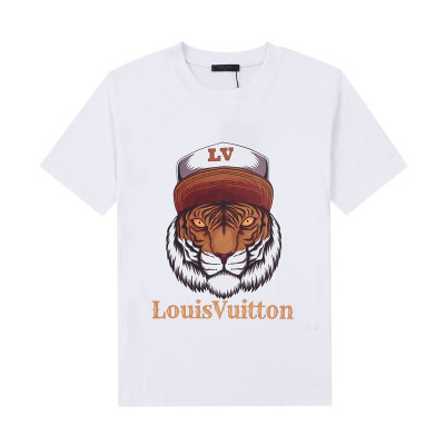 루이비통 남자 크루넥 화이트 반팔티 - Unisex White Tshirts - lou03926x