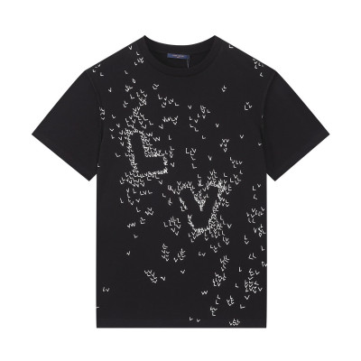 루이비통 남자 크루넥 블랙 반팔티 - Unisex Black Tshirts - lou03930x