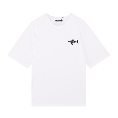 루이비통 남자 크루넥 화이트 반팔티 - Unisex White Tshirts - lou03931x