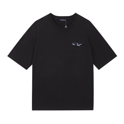 루이비통 남자 크루넥 블랙 반팔티 - Unisex Black Tshirts - lou03932x