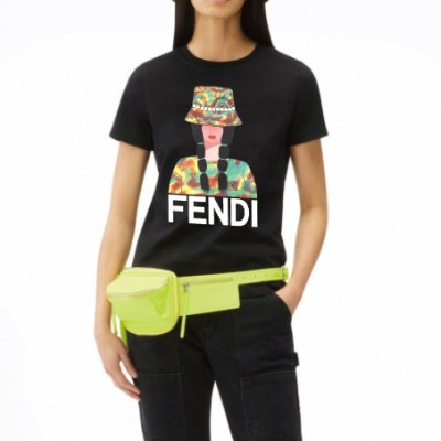 펜디 여성 크루넥 블랙 반팔티 - Fendi Womens Black Tshirts - fen01129x
