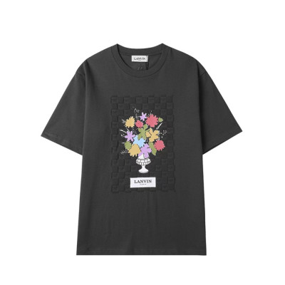 랑방 남/여 블랙 반팔티 - LANVIN Unisex Black Tshirts - lan19x