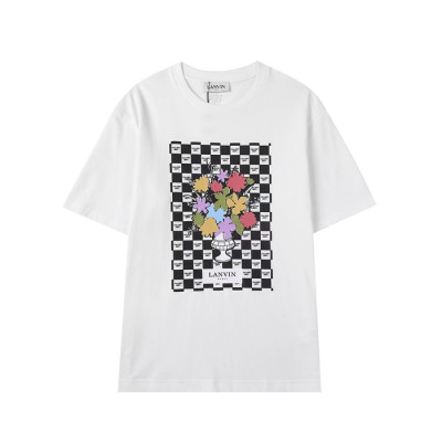 랑방 남/여 화이트 반팔티 - LANVIN Unisex White Tshirts - lan20x