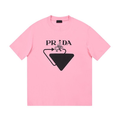 프라다 여성 크루넥 핑크 반팔티 - Womens Pink Tshirts - Pra02585x