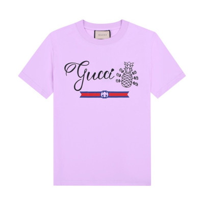 구찌 남/여 크루넥 퍼플 반팔티 - Unisex Purple Tshirts - guc04599x
