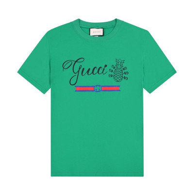 구찌 남/여 크루넥 그린 반팔티 - Unisex Green Tshirts - guc04600x