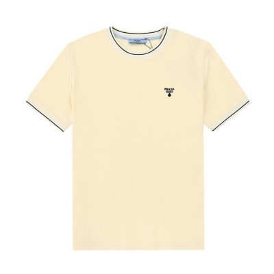 프라다 남성 크루넥 아이보리 반팔티 - Mens Ivory Tshirts - Pra02596x