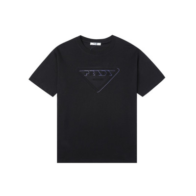 프라다 남성 크루넥 블랙 반팔티 - Mens Black Tshirts - Pra02608x