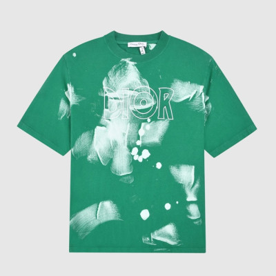 디올 남성 크루넥 그린 반팔티 - Mens Green Tshirts - dio01704x