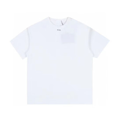 프라다 남성 크루넥 화이트 반팔티 - Mens White Tshirts - Pra02613x