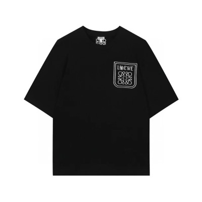 로에베 남성 이니셜 블랙 반팔티 - Mens Black Tshirts - loe0570x