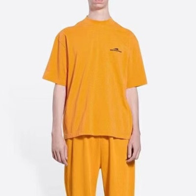 발렌시아가 남성 크루넥 오렌지 반팔티 - Mens Orange Tshirts - bal01315x