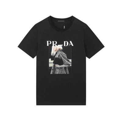 프라다 남성 크루넥 블랙 반팔티 - Mens Black Tshirts - Pra02620x